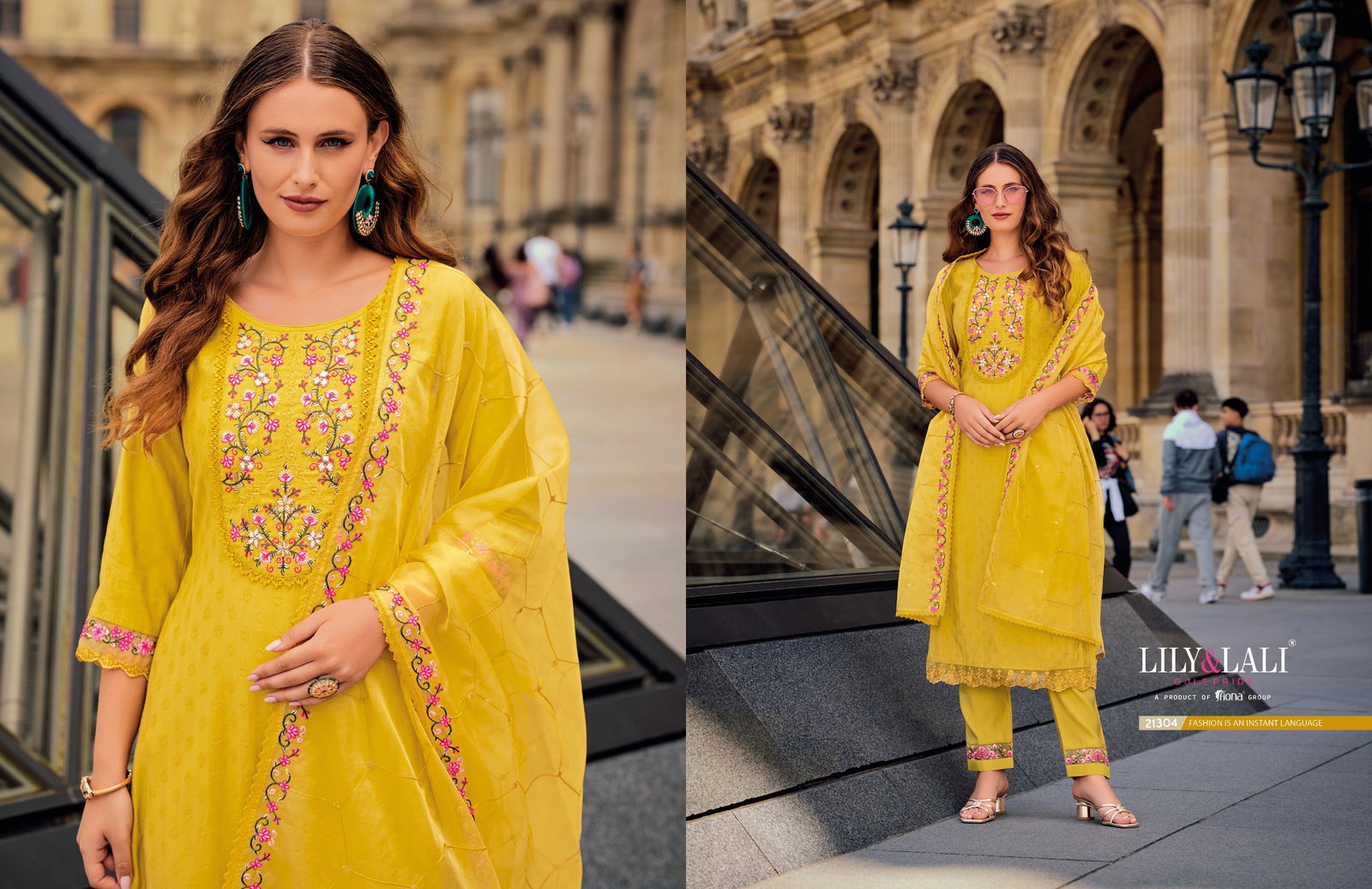Mrunal By Lily And Lali Jacquard Silk Embroidery Kurti With Bottom Dupatta Wholesalers In Delhi